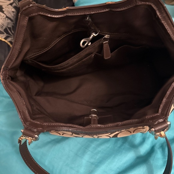 Coach Signature Jacquard Shoulder Bag with Leather Trim - Picture 3 of 5